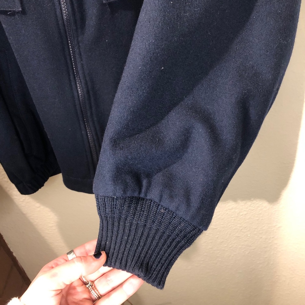 Pendleton Navy Paneled Wool Zip Up Coat Size M - image 5